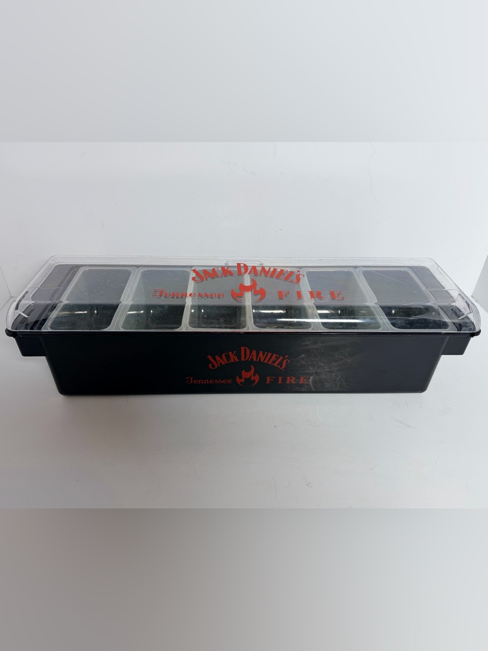 Jack Daniel's Whiskey Bar Caddy Fruit Tray Organizer – Red/Black Fire Tennessee